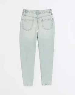 Blue graffiti ripped jeans