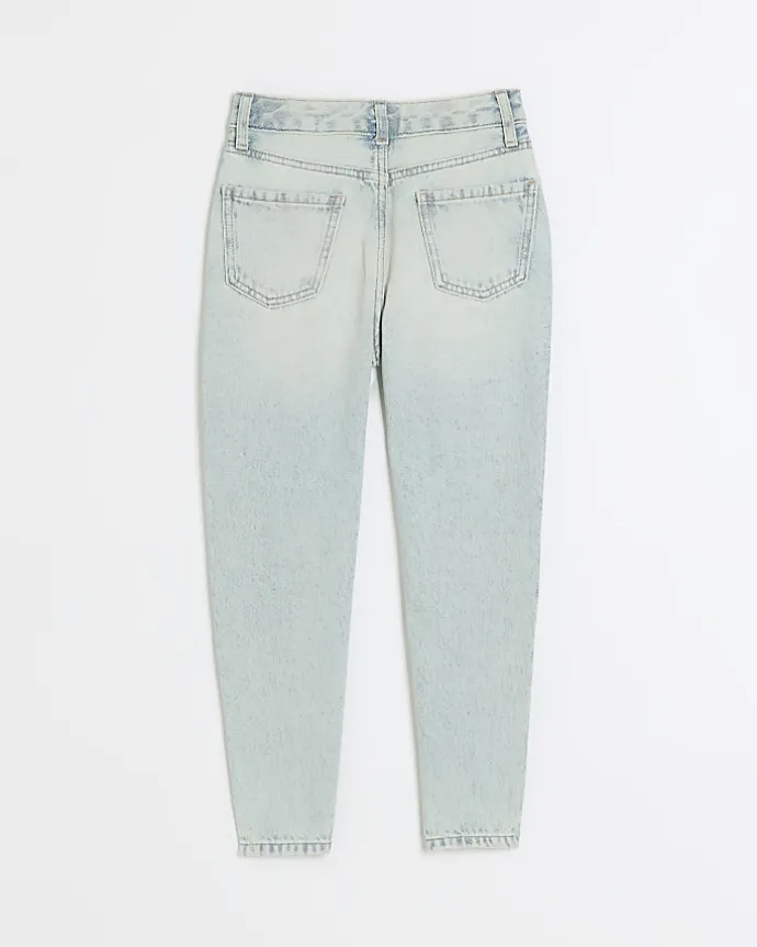 Blue graffiti ripped jeans
