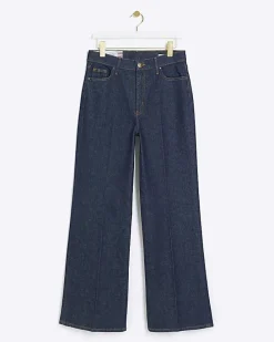 Blue high rise wide leg jeans