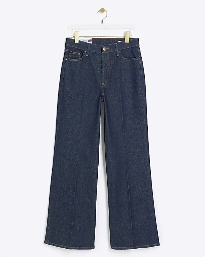 Blue high rise wide leg jeans