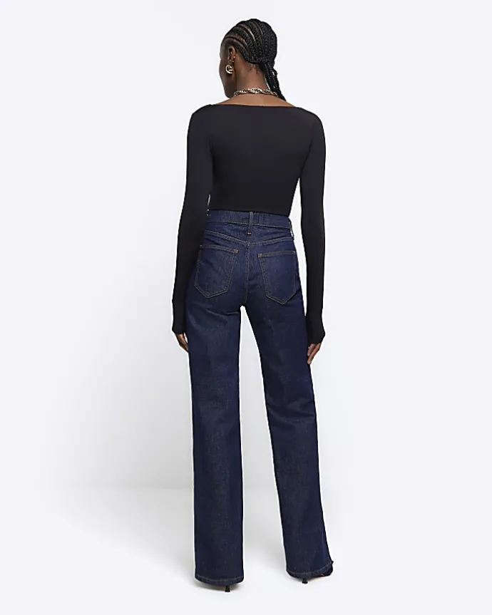 Blue high rise wide leg jeans