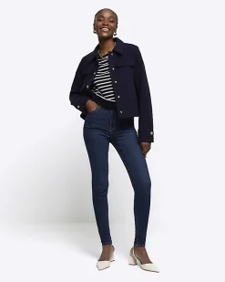 Blue high waist bum sculpt skinny jeans