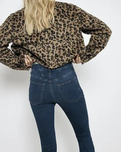 Blue high waist flare jeans