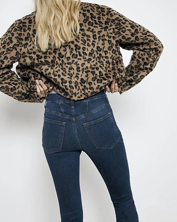 Blue high waist flare jeans
