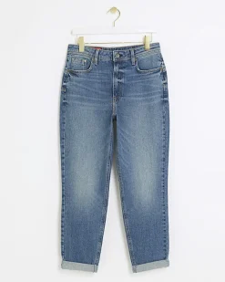 Blue high waisted bum sculpt mom jeans
