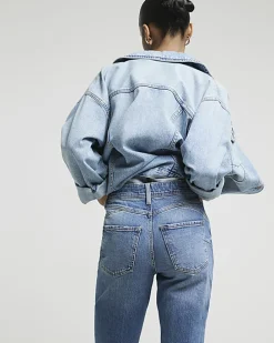 Blue high waisted bum sculpt mom jeans