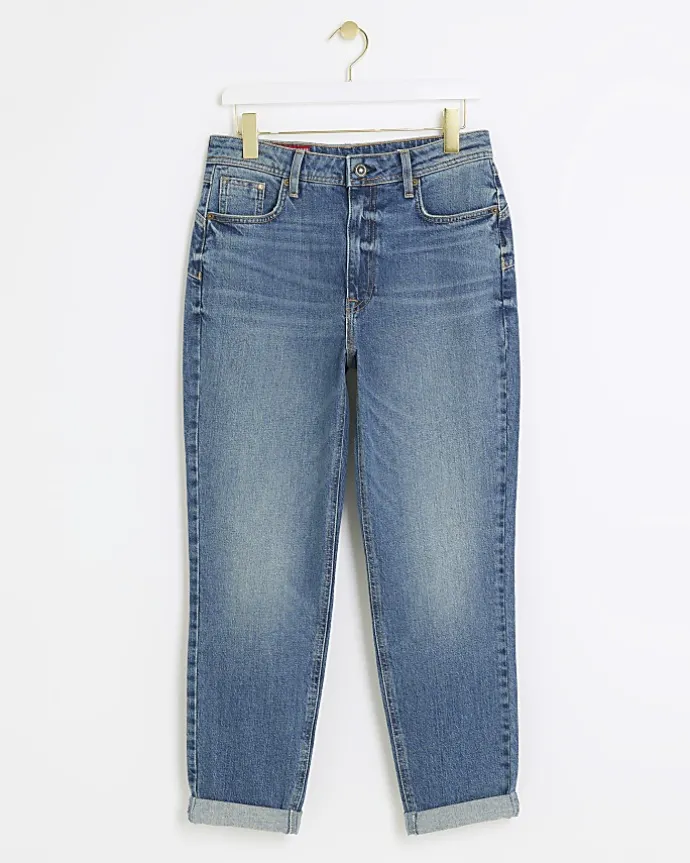 Blue high waisted bum sculpt mom jeans