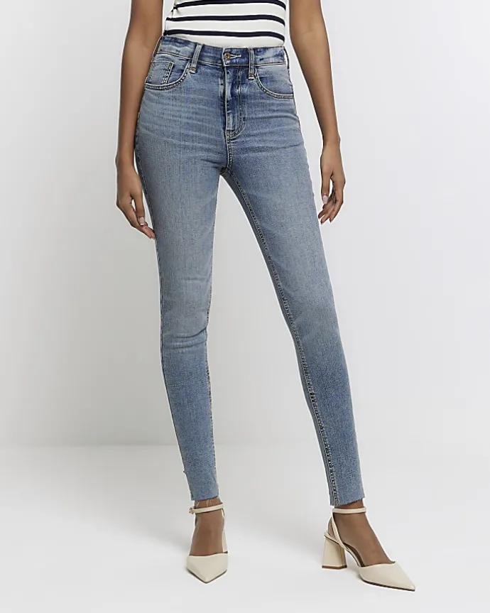 Blue high waisted bum sculpt skinny jeans