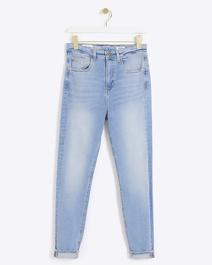 Blue high waisted bum sculpt skinny jeans