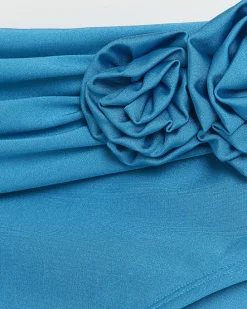 Blue high waisted corsage bikini bottoms