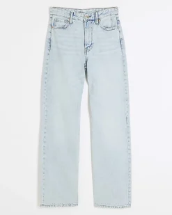 Blue high waisted relaxed straight fit jeans