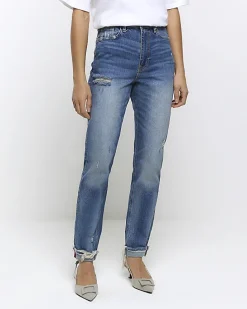 Blue high waisted sculpt mom jeans
