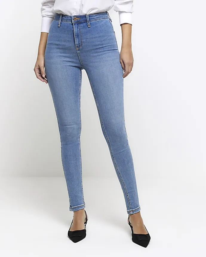 Blue high waisted skinny jeans