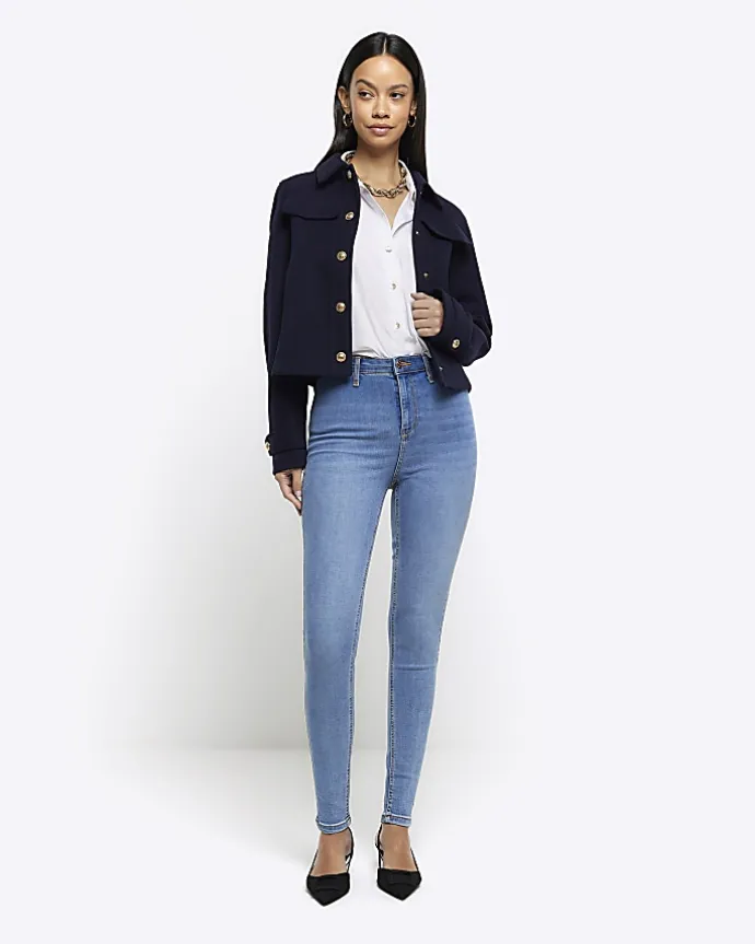 Blue high waisted skinny jeans
