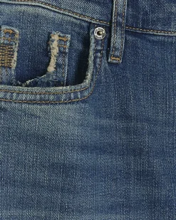 Blue High Waisted Slim Straight Jeans