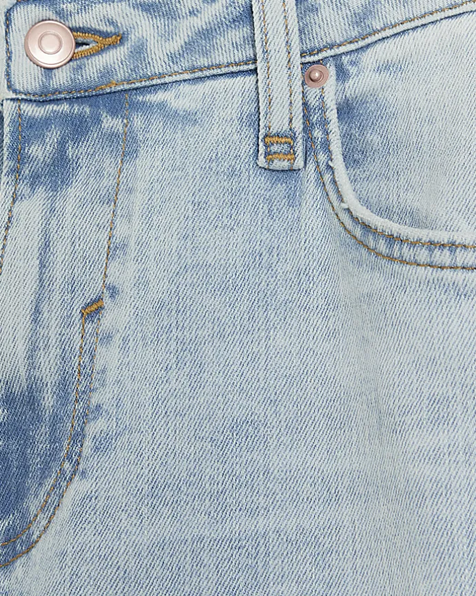 Blue high waisted slim straight jeans