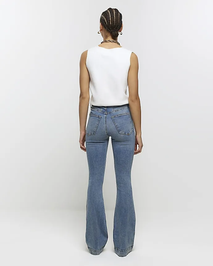 Blue high waisted tummy hold flare jeans