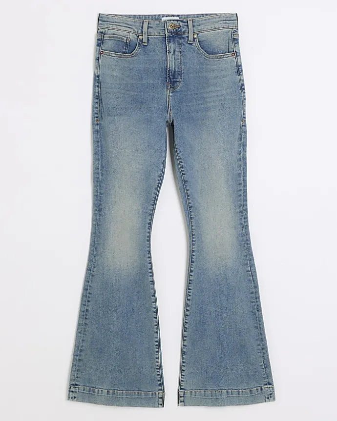 Blue high waisted tummy hold flare jeans