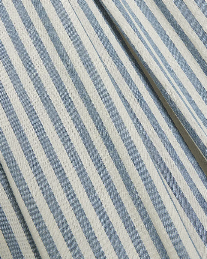 Blue linen blend stripe wide leg trousers