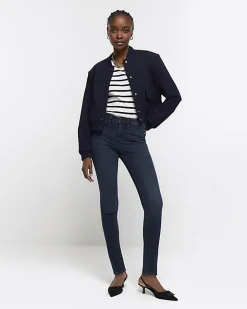 Blue mid rise bum sculpt skinny jeans