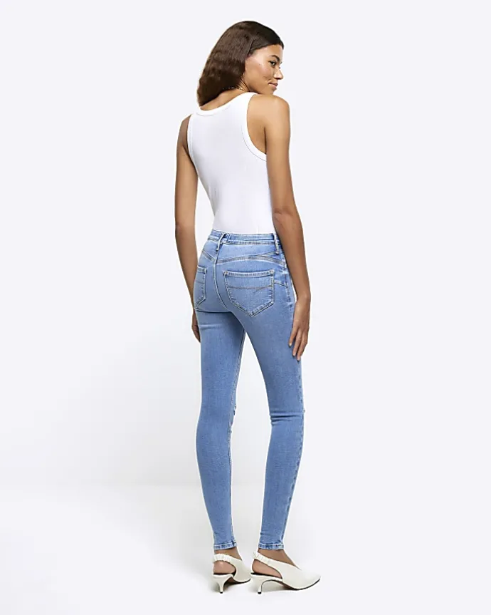 Blue molly ripped bum sculpt jeggings