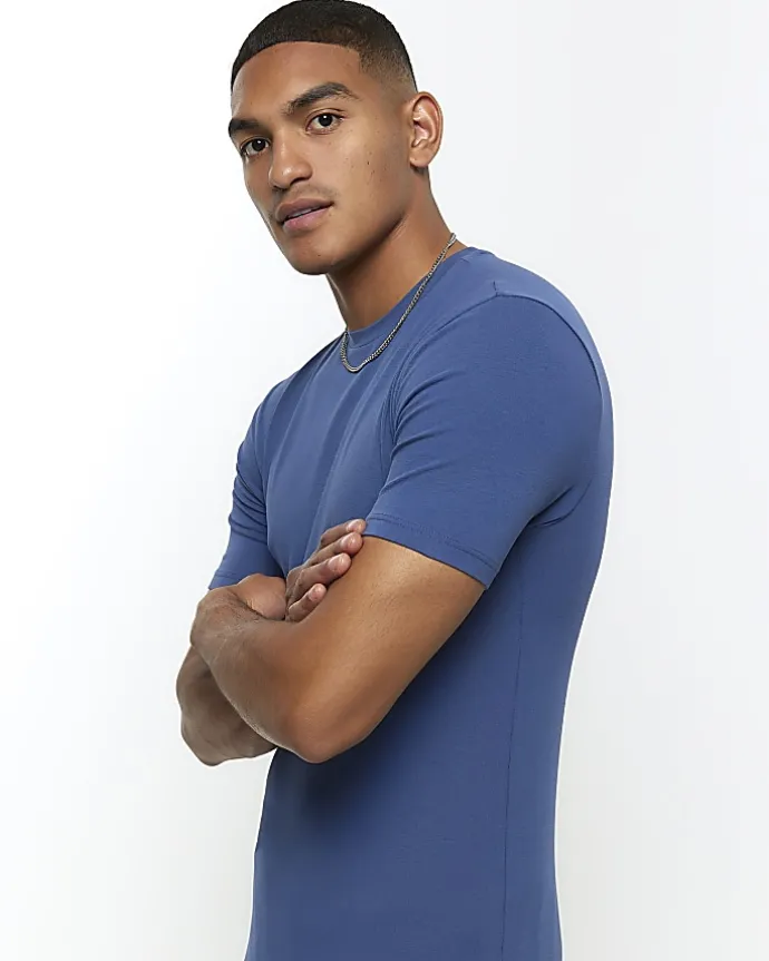 Blue muscle fit t-shirt