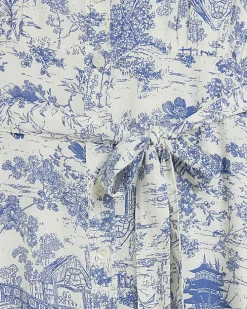 Blue printed shirt midi dress