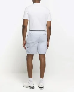 Blue regular fit cargo shorts