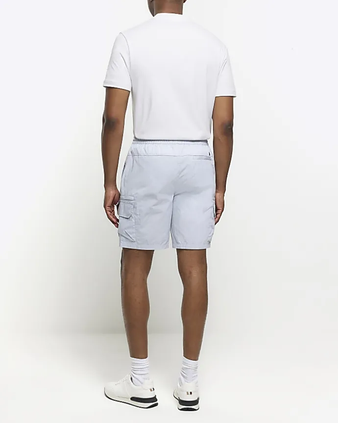 Blue regular fit cargo shorts