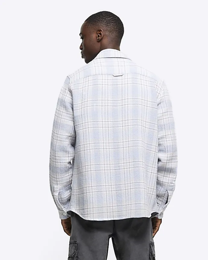 Blue regular fit check long sleeve shirt
