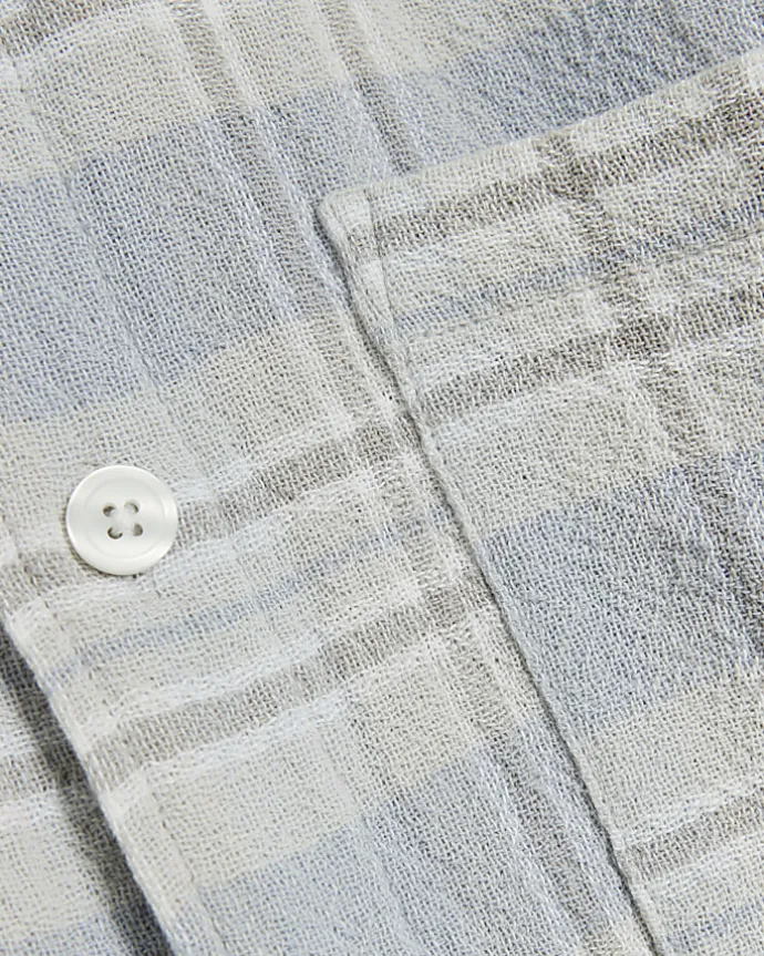 Blue regular fit check long sleeve shirt
