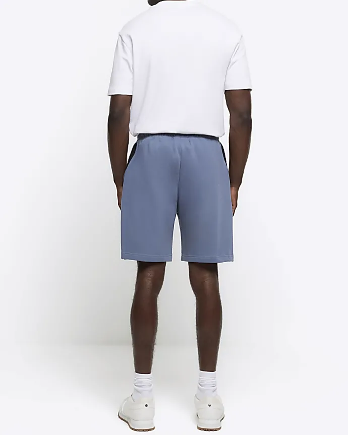 Blue regular fit elasticated shorts
