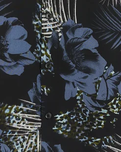 Blue regular fit floral short sleeve shirt