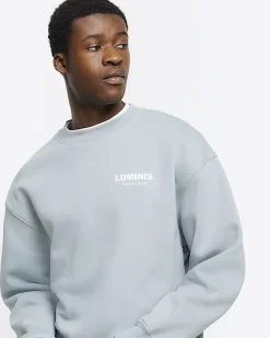 Blue regular fit graphic sweatshirt