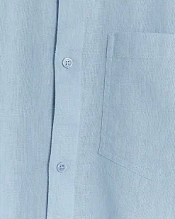 Blue regular fit linen blend shirt