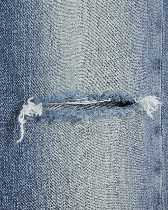 Blue ripped high waisted super skinny jeans