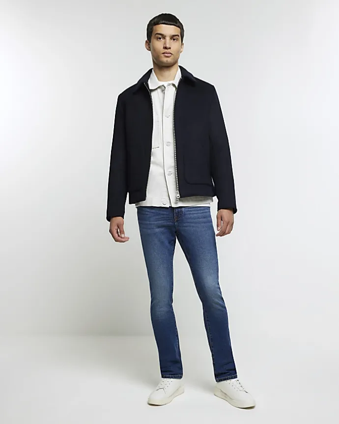 Blue skinny fit faded jeans