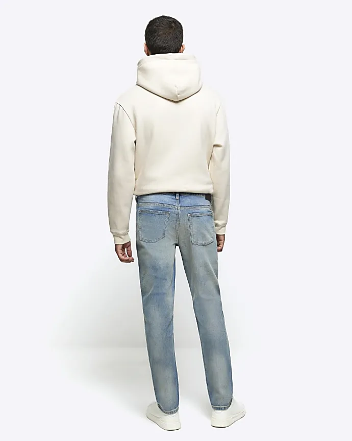 Blue slim fit faded jeans