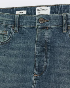 Blue slim fit faded jeans
