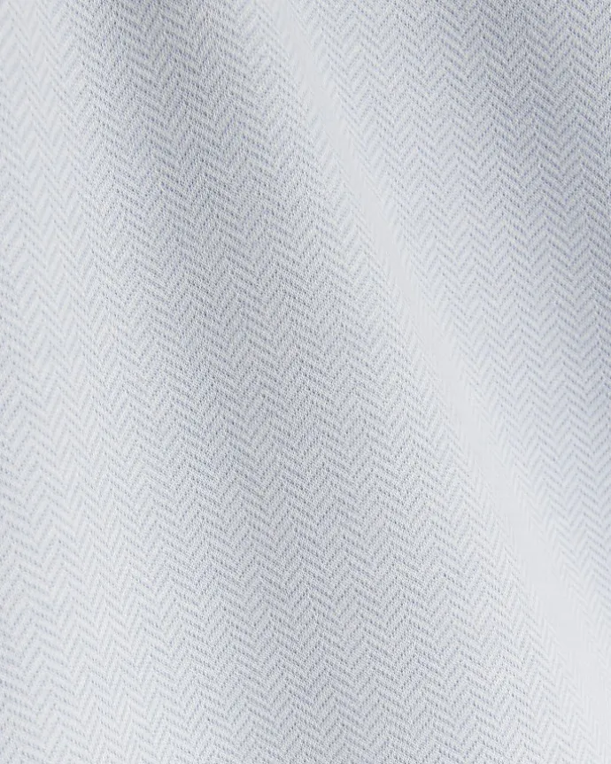 Blue slim fit herringbone zip polo shirt