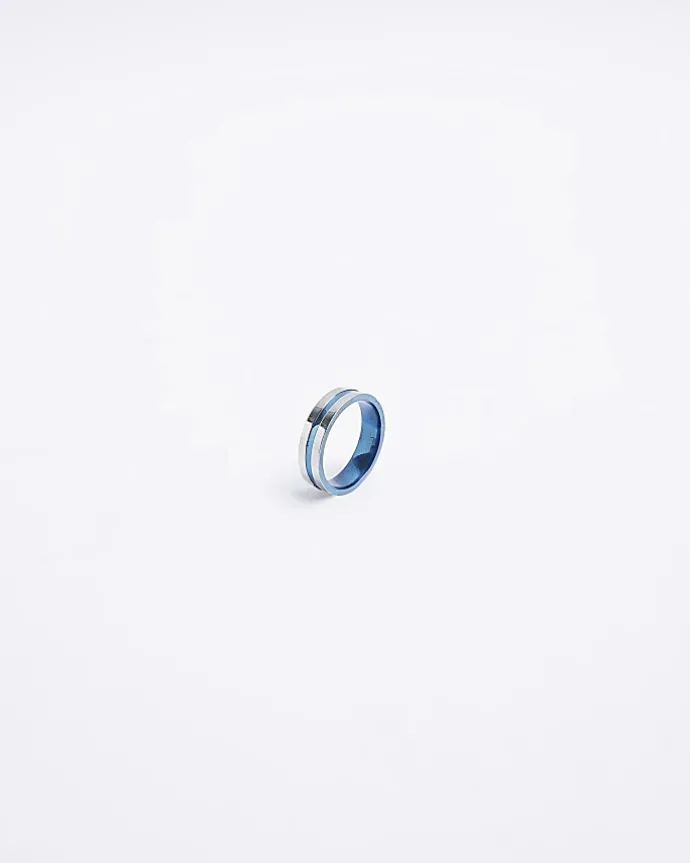 Blue stainless steel cross ring