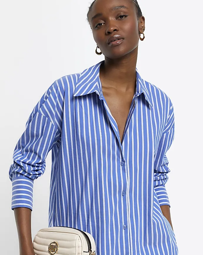 Blue stripe long sleeve shirt