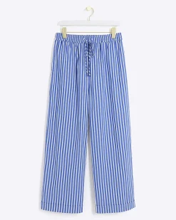 Blue stripe poplin pull on trousers