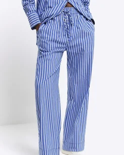 Blue stripe poplin pull on trousers