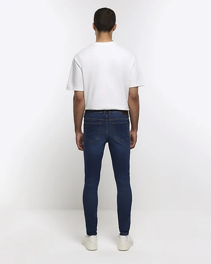 Blue super skinny fit spray on jeans