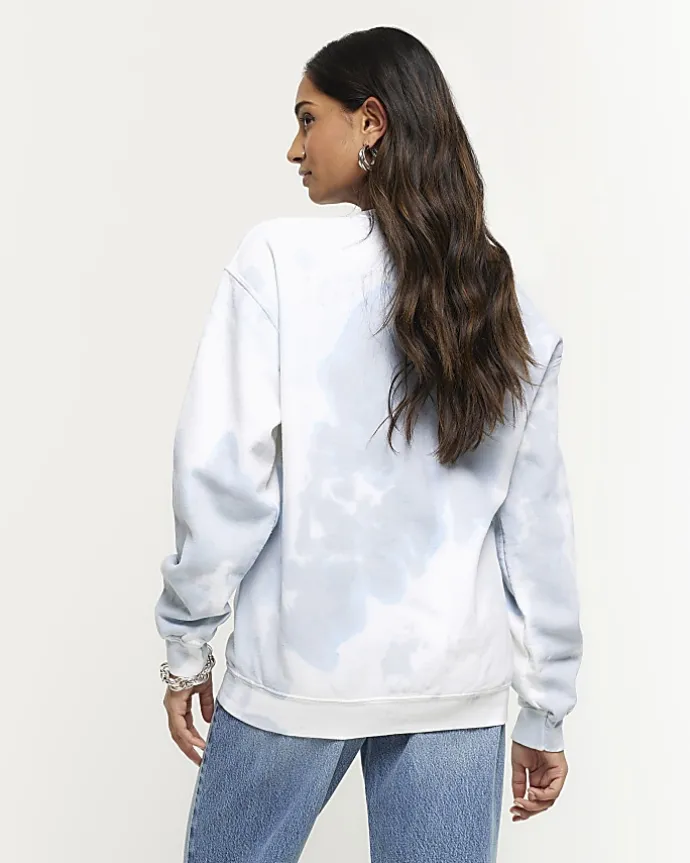 Blue tie dye graphic sweatshirt
