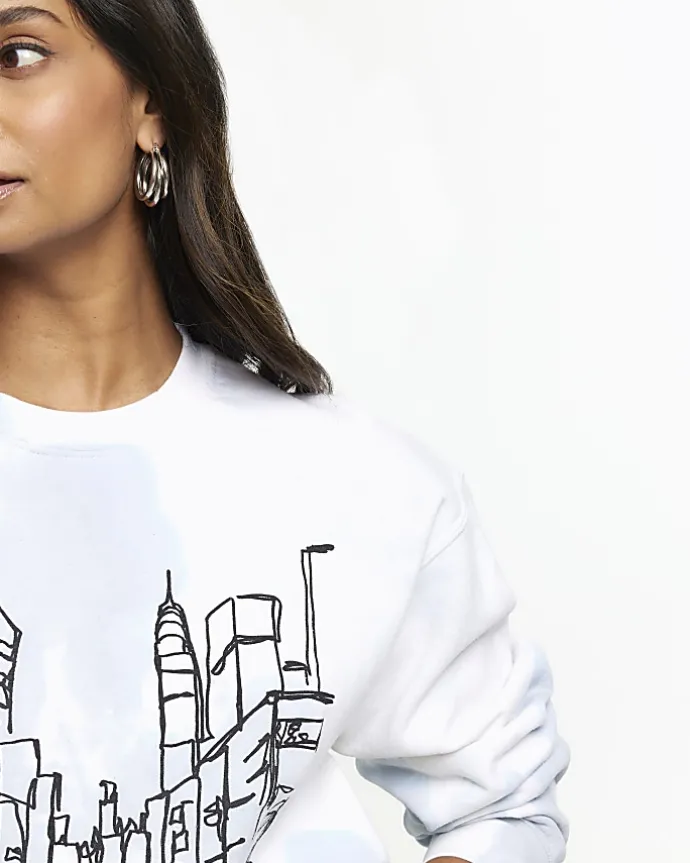 Blue tie dye graphic sweatshirt