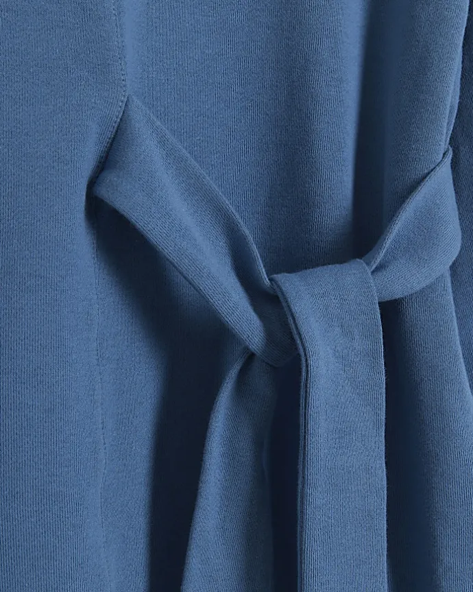 Blue tie side sweatshirt mini dress