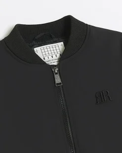 Boys black padded sleeve bomber jacket