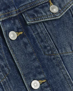 Boys blue hooded denim trucker jacket